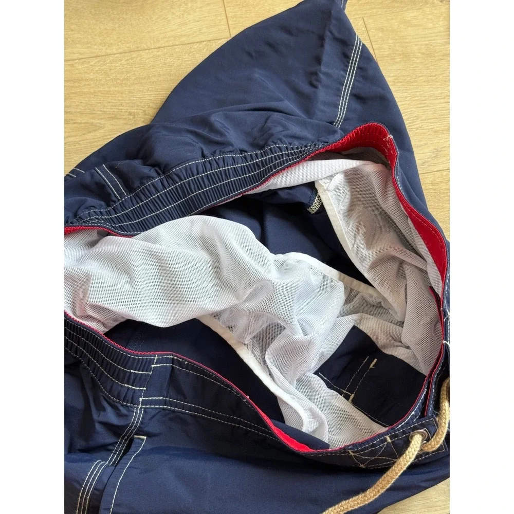 EUC Polo Ralph Lauren cargo Navy Blue Swim Trunks With Pockets Mesh Lined size L